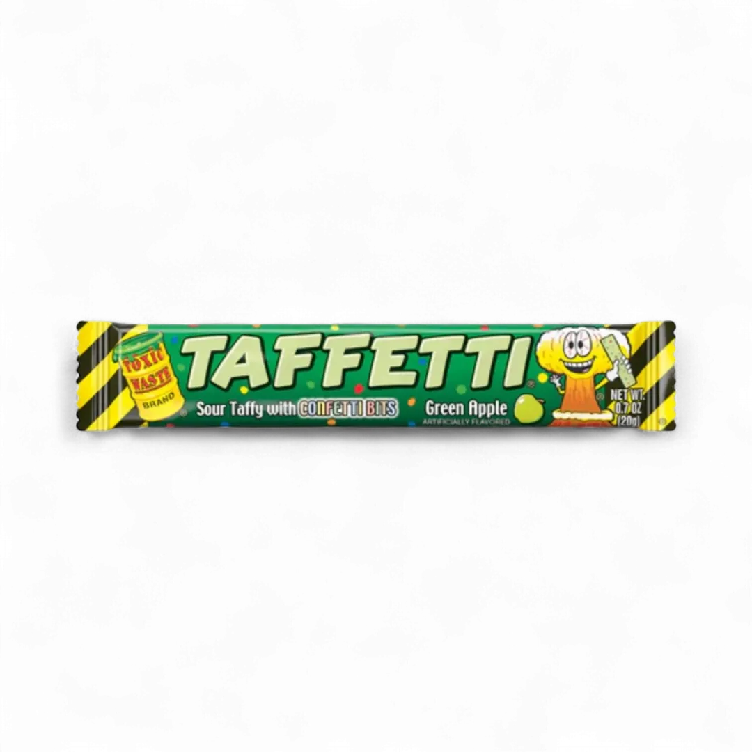 Toxic Waste Green Apple Taffetti Sour Taffy 0.7oz - 24ct