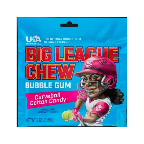 Big League Chew Curveball Cotton Candy Gum 2.12oz - 12ct