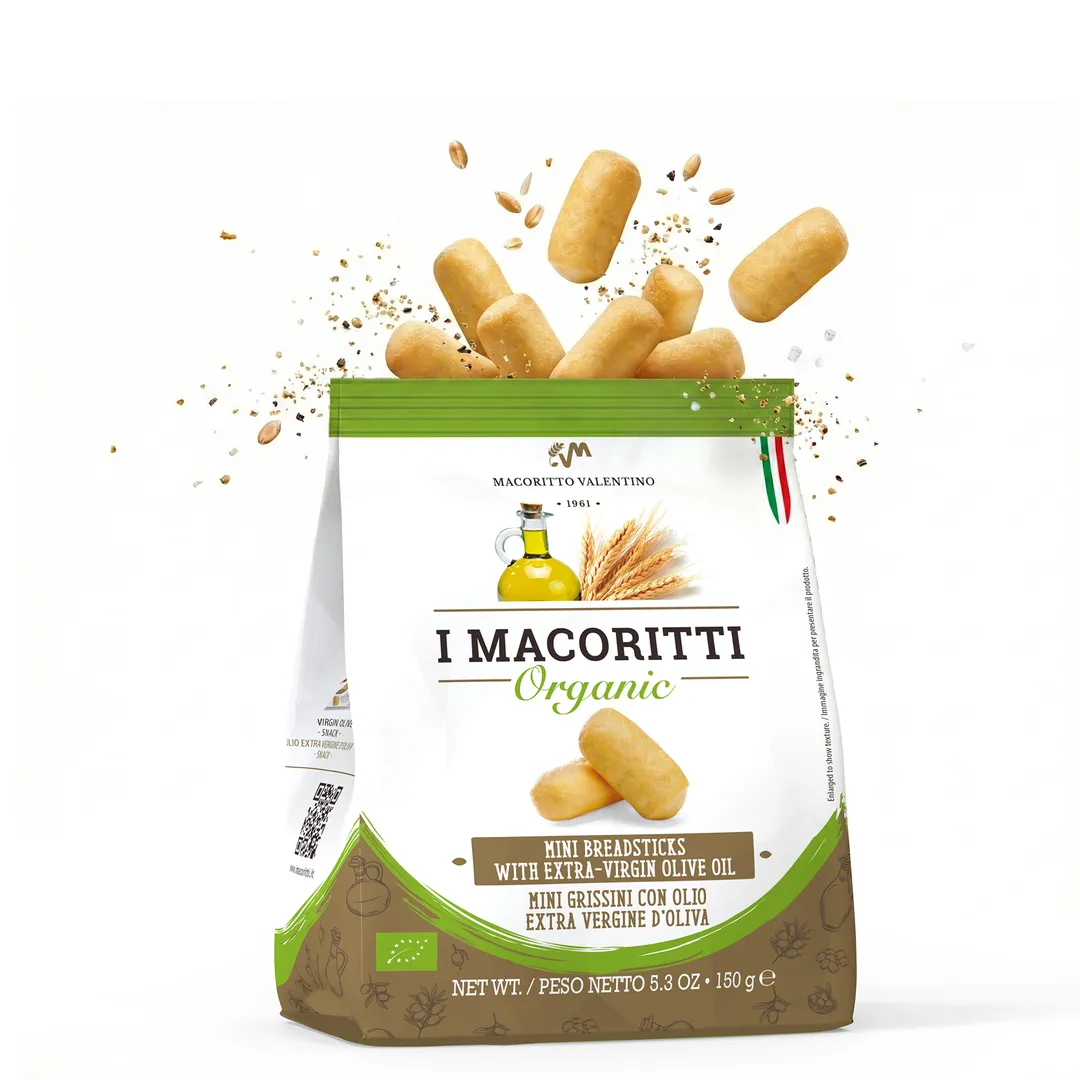 I Macoritti Organic Mini Breadsticks with Extra Virgin Olive Oil - 5.3oz Bag
