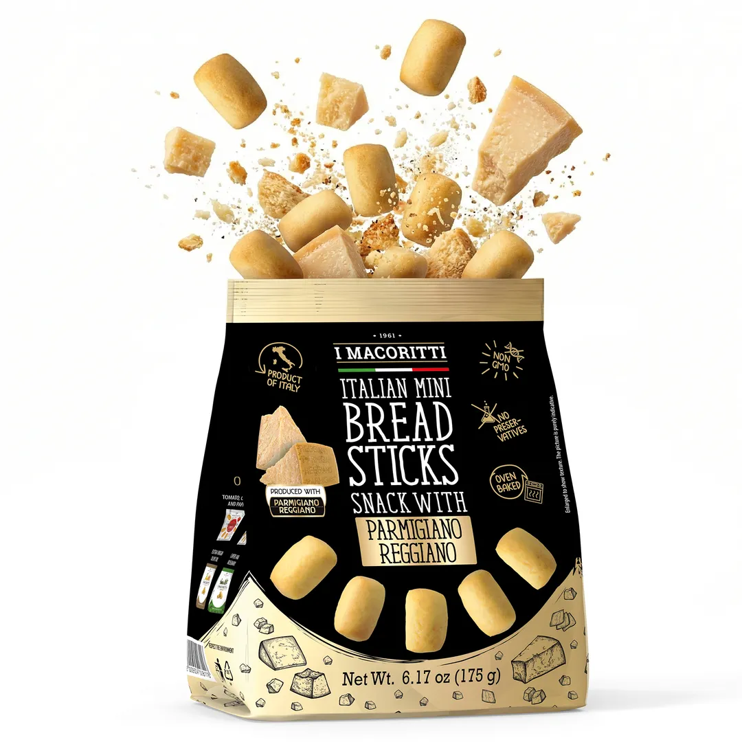 I Macoritti Italian Breadsticks Snack with Parmigiano Reggiano PDO Cheese - 6.17oz Bag