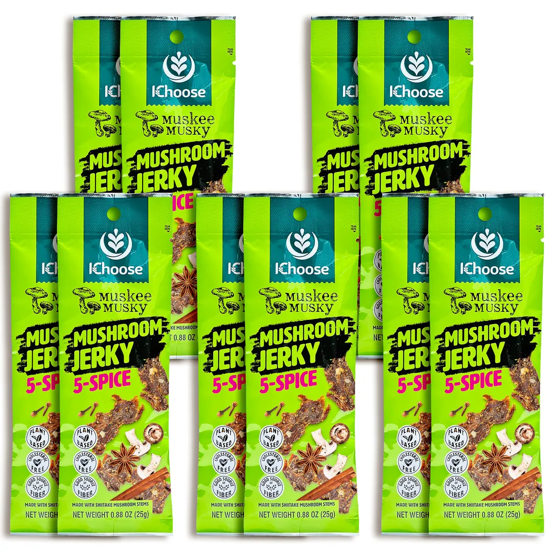 Muskee Musky 5-Spice Mushroom Jerky, Vegan, 10 Pack