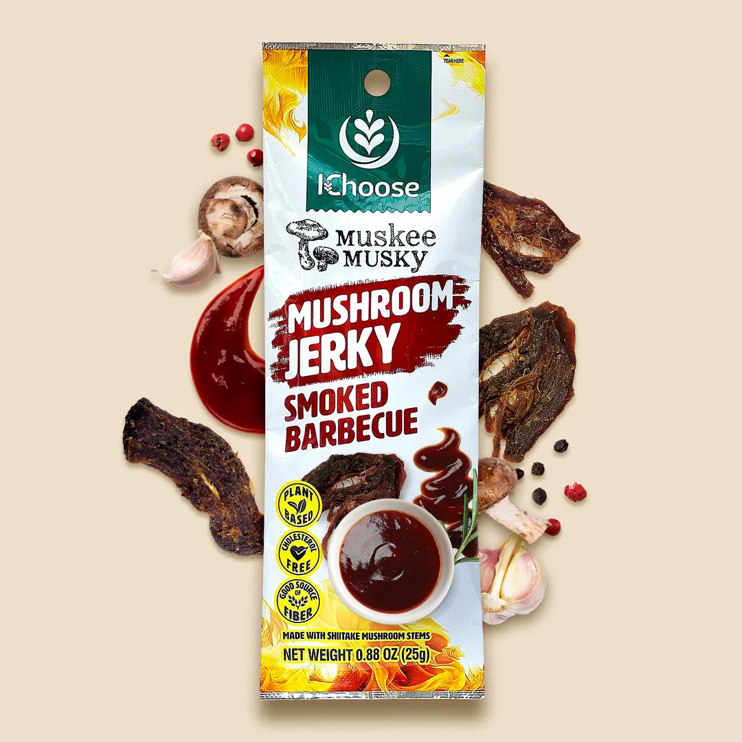 Muskee Musky Smoked BBQ Mushroom Jerky, Vegan, 10 Pack