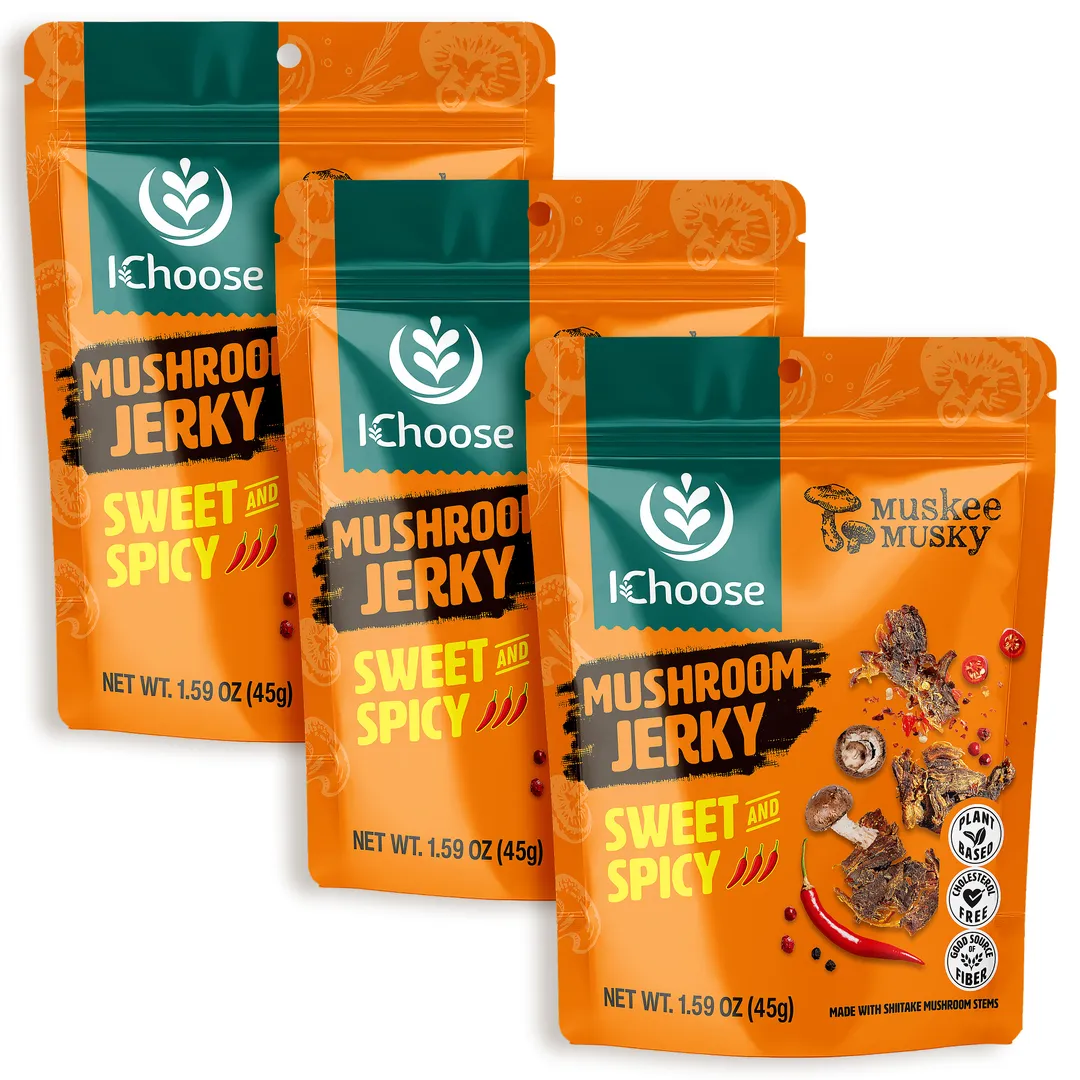 Muskee Musky Sweet & Spicy Mushroom Jerky, Vegan, 45g