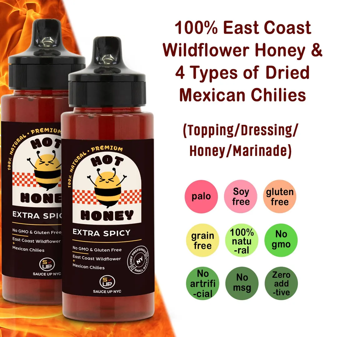 100% All-Natural Extra Spicy Gourmet Hot Honey Food
