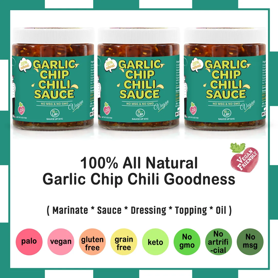100% All-Natural Vegan Garlic Chip Chili Sauce - Topping!