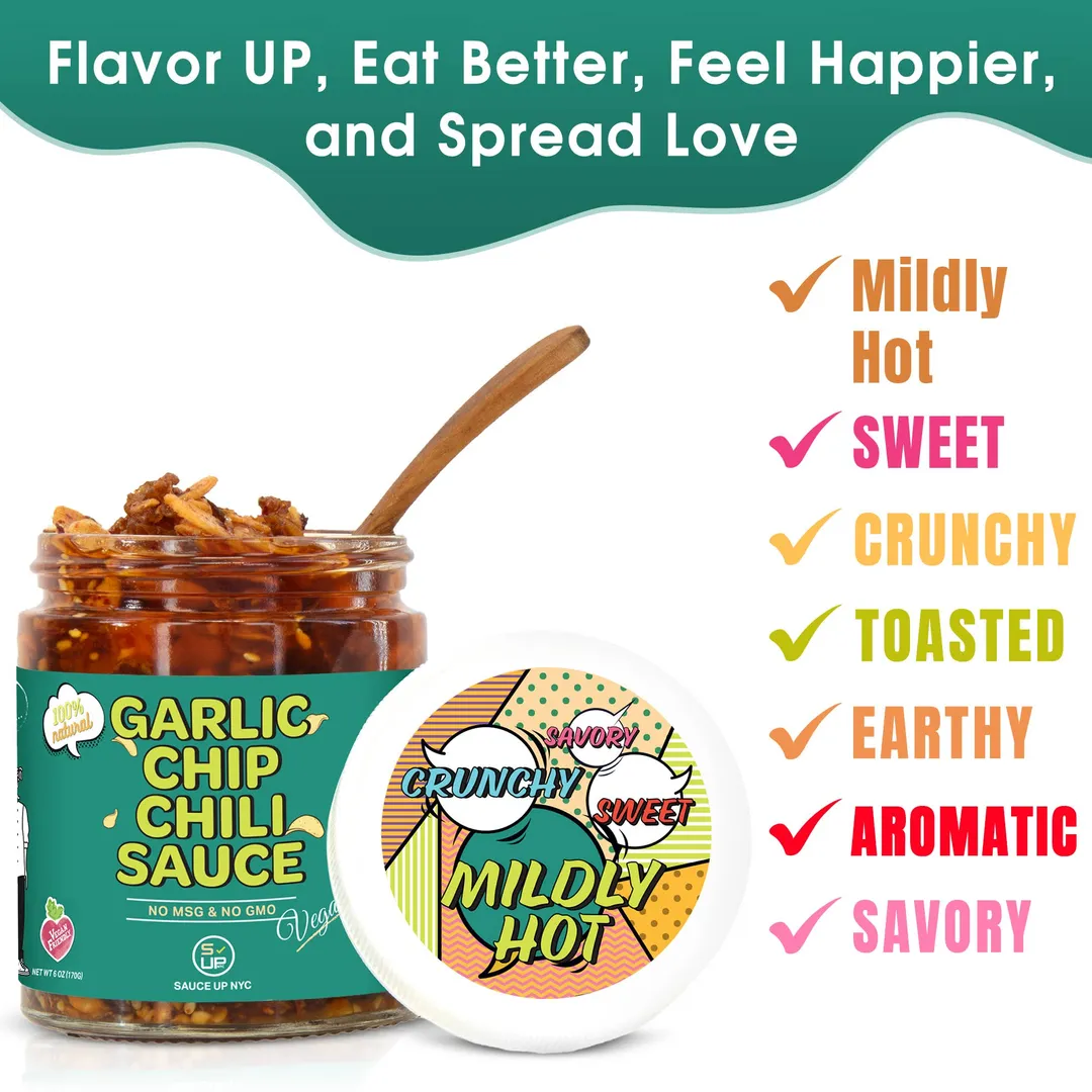 100% All-Natural Vegan Garlic Chip Chili Sauce - Topping!