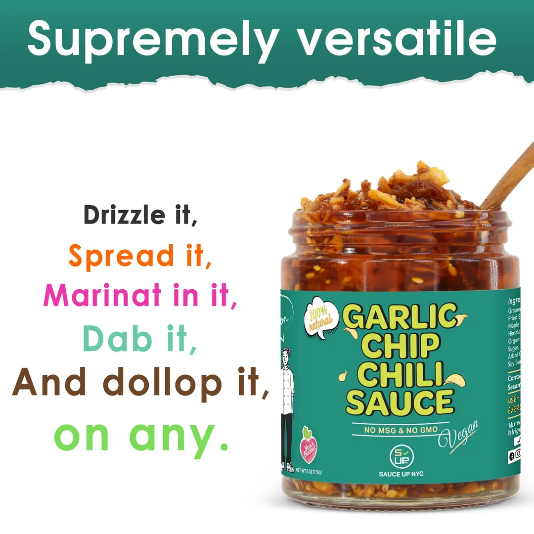 100% All-Natural Vegan Garlic Chip Chili Sauce - Topping!