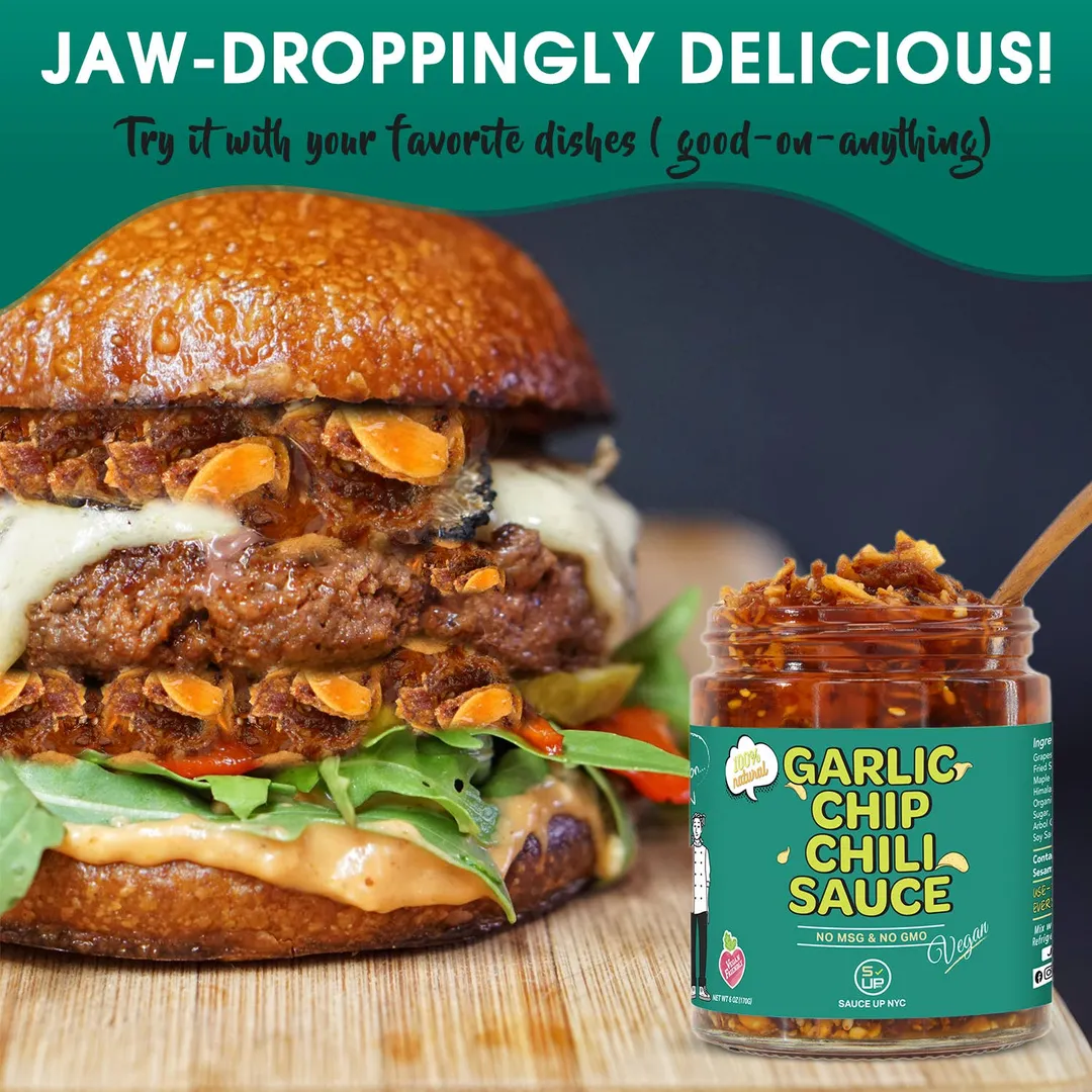 100% All-Natural Vegan Garlic Chip Chili Sauce - Topping!