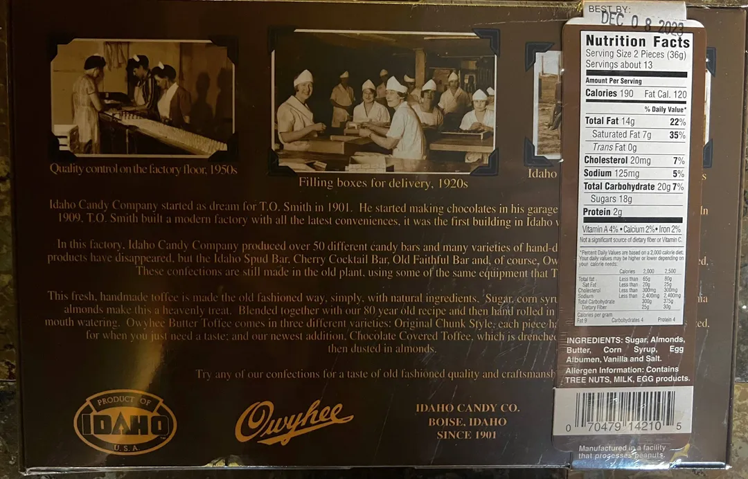 Owyhee Butter Toffee - Chunk Size - 1lb