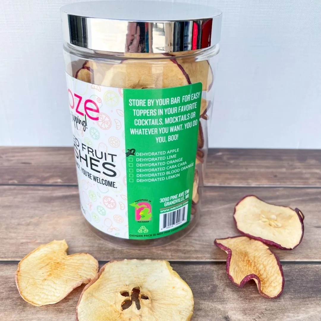 Dehydrated Fruit Cocktail Garnishes - Decorative Plastic Jar (Dehydrated Apples)