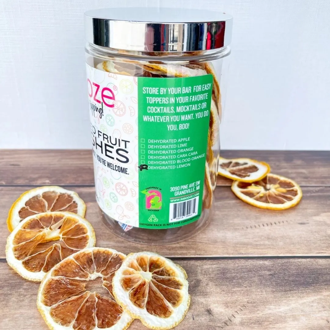 Dehydrated Fruit Cocktail Garnishes - Decorative Plastic Jar (Dehydrated Lemons)