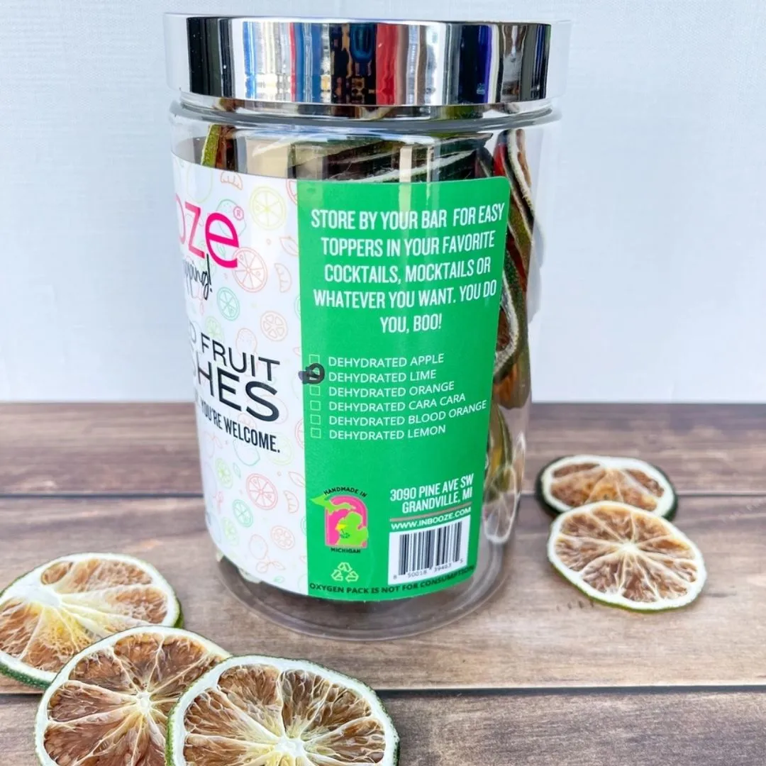 Dehydrated Fruit Cocktail Garnishes - Decorative Plastic Jar (Dehydrated Limes)