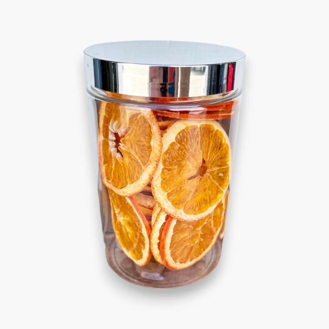 Dehydrated Fruit Cocktail Garnishes - Decorative Plastic Jar (Dehydrated Oranges)