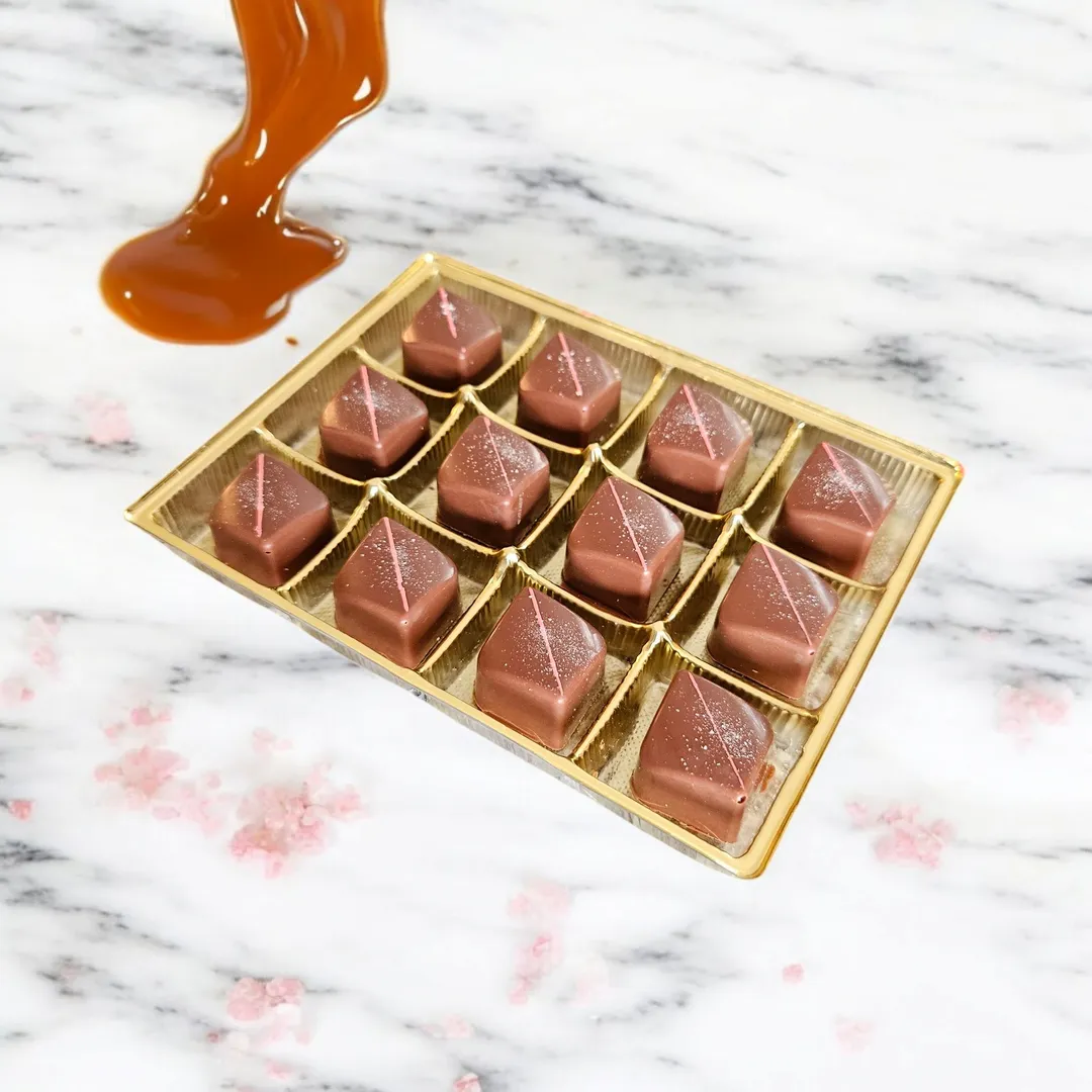 Pink Himalayan Salt Caramel Milk - Bulk BonBons 12 piece Tray