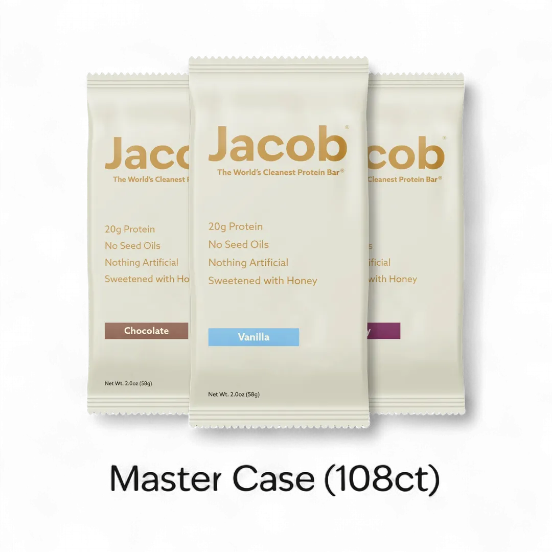 Jacob Protein Bar - Grass-Fed Organic Protein Snack Bar (108ct)