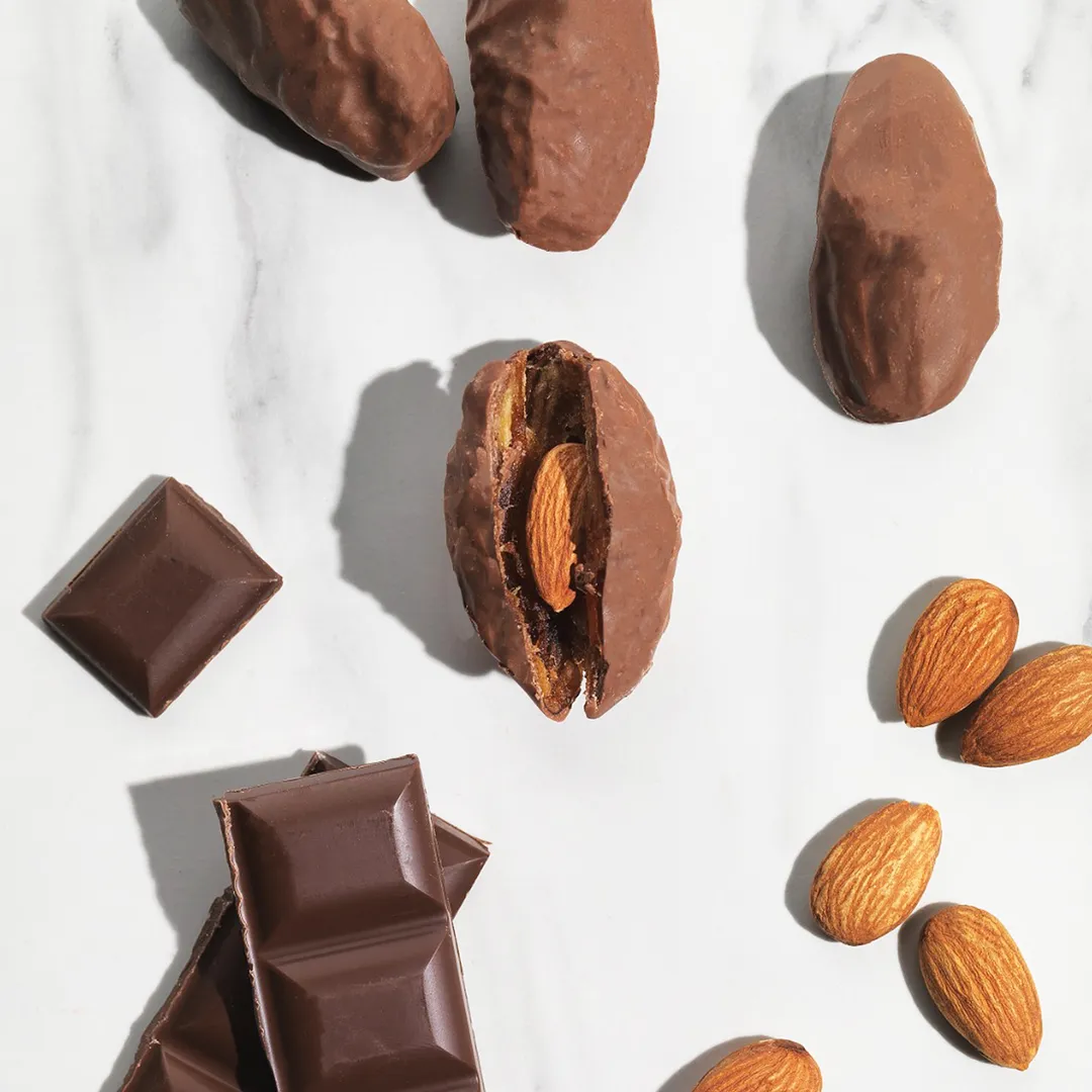 Medjool Dates Covered Dark Belgian Chocolate & Stuffed with Almond 4.23 oz (120 g)