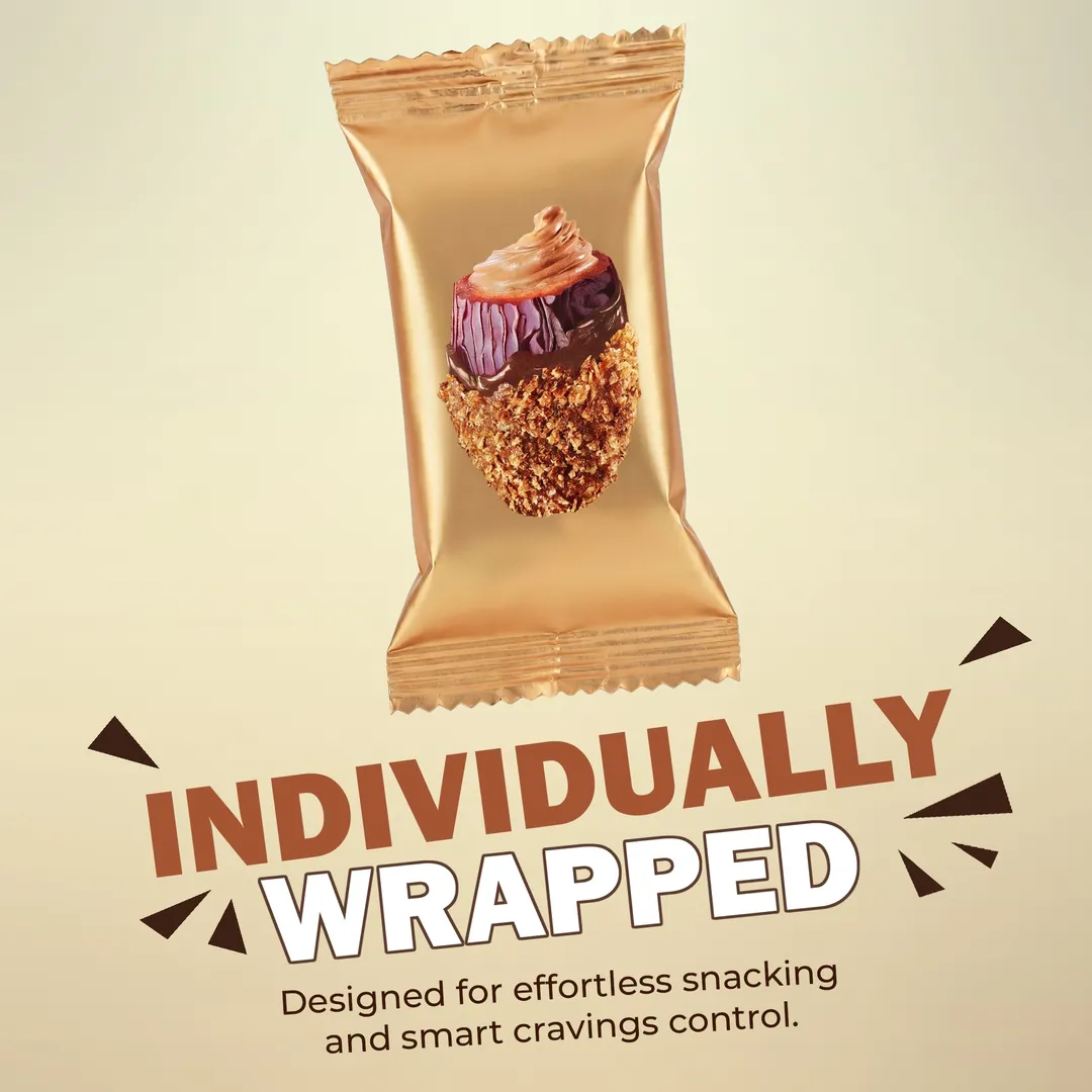 Medjool Dates Covered Crispy Milk Belgian Chocolate & Stuffed with Hazelnut Cream 4.23 oz (120 g)