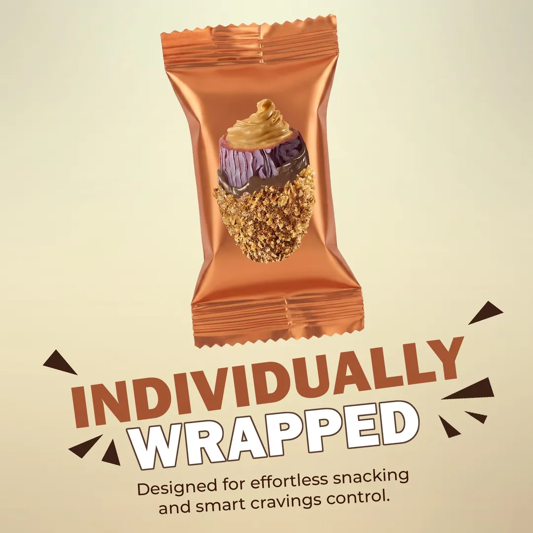 Medjool Dates Covered Crispy Milk Belgian Chocolate & Stuffed with Peanut Cream 4.23 oz (120 g)