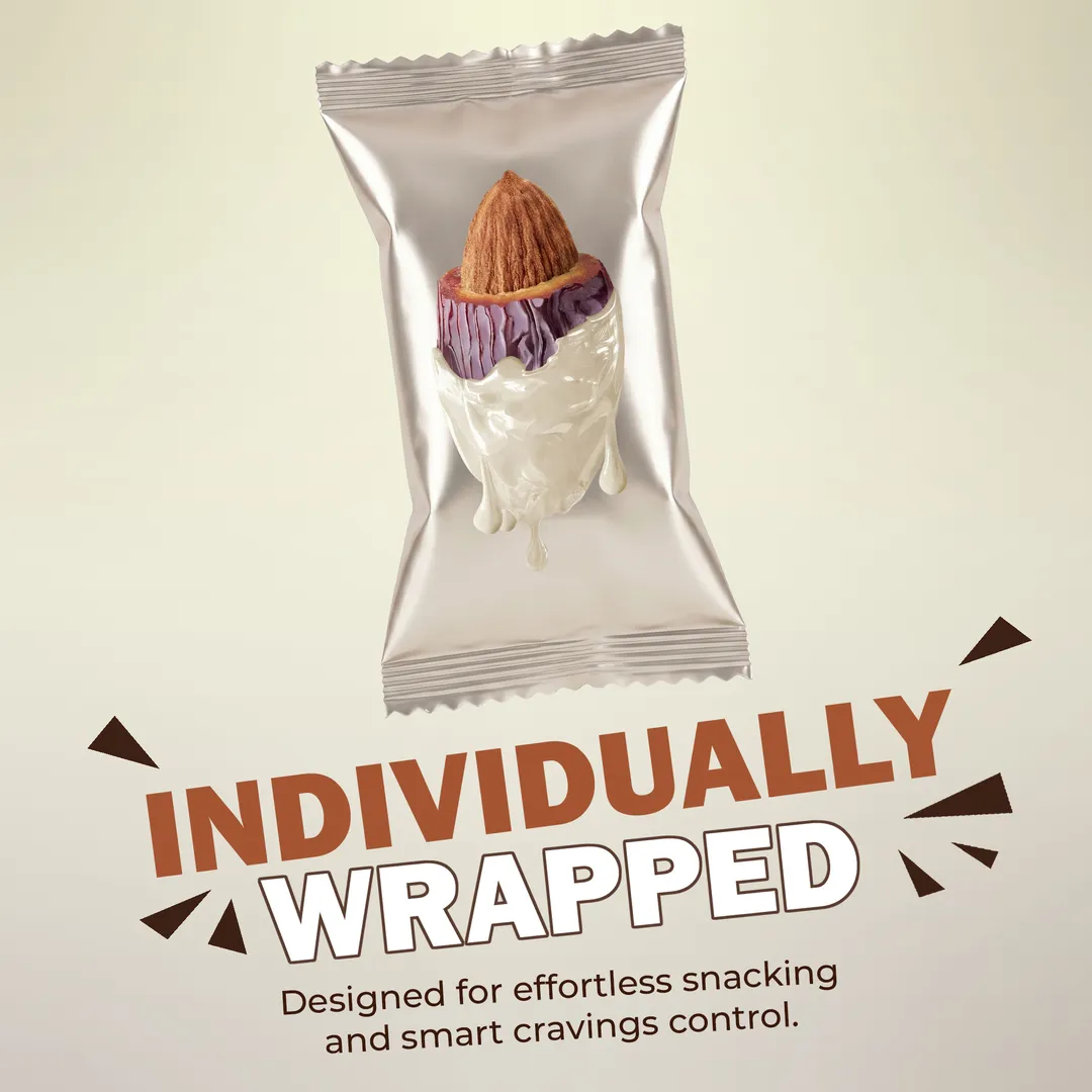 Medjool Dates Covered White Belgian Chocolate & Stuffed with Almond 4.23 oz (120 g)