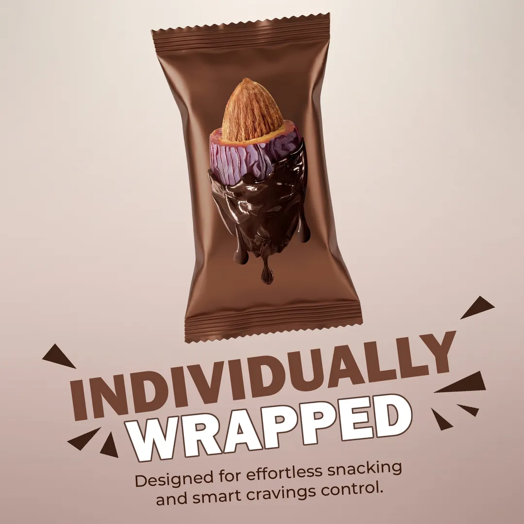 Medjool Dates Covered Dark Belgian Chocolate & Stuffed with Almond 4.23 oz (120 g)
