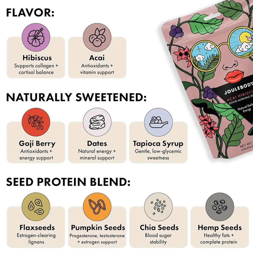 Joulebody Açaí Hibiscus Good Morning Bites | Organic Plant-Based Energy Bites | No Refined Sugar