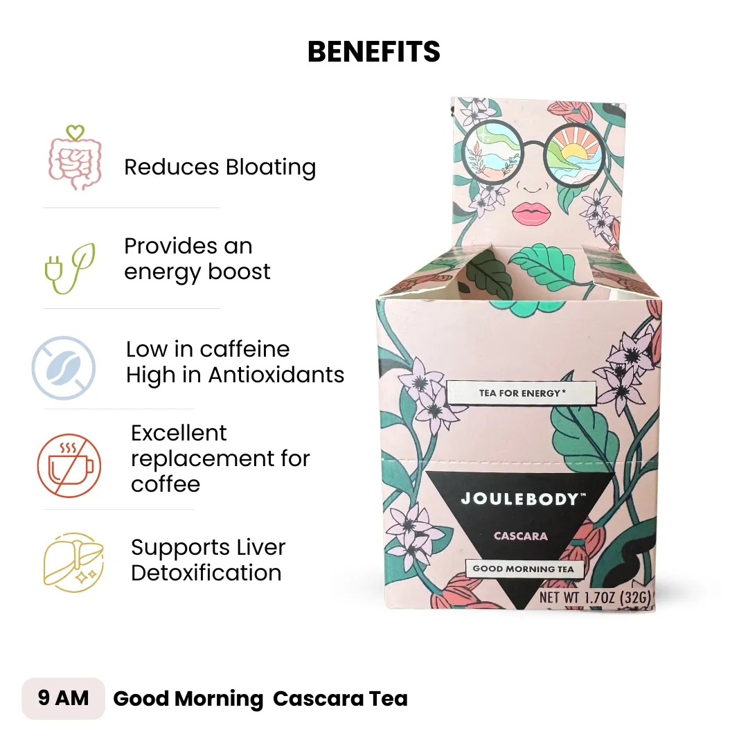 Joulebody Good Morning Cascara Tea | Organic Herbal Wake-Up Tea | Lightly Caffeinated