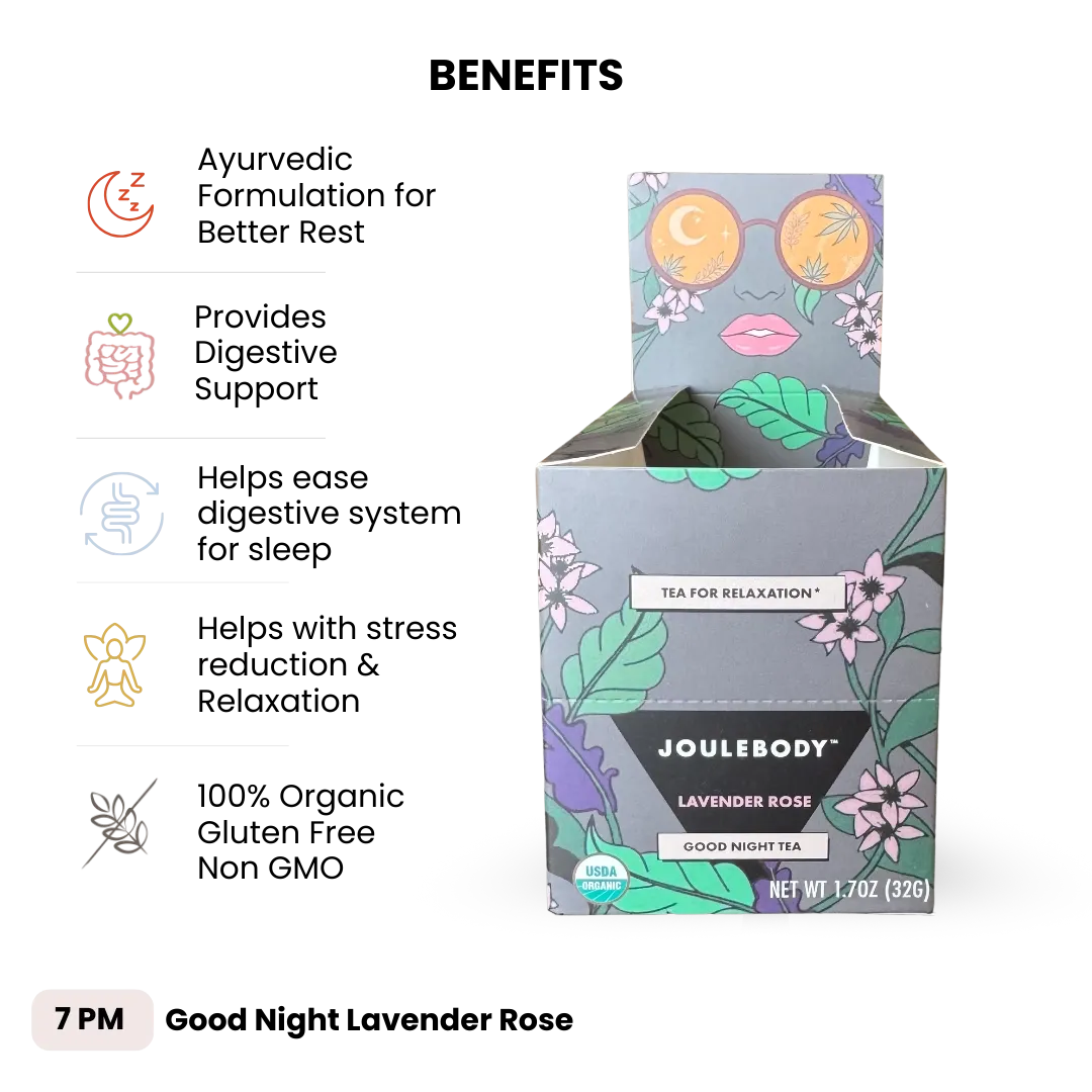 Joulebody Good Night Lavender Rose Tea | Organic Caffeine-Free Bedtime Tea