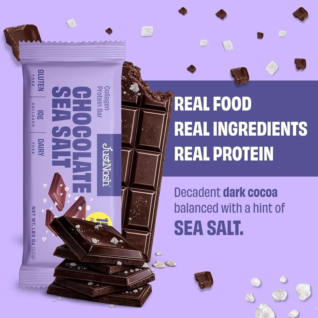 Chocolate Sea Salt Collagen Protein Bar – 12 Pack (15g Protein, Peanut-Free)