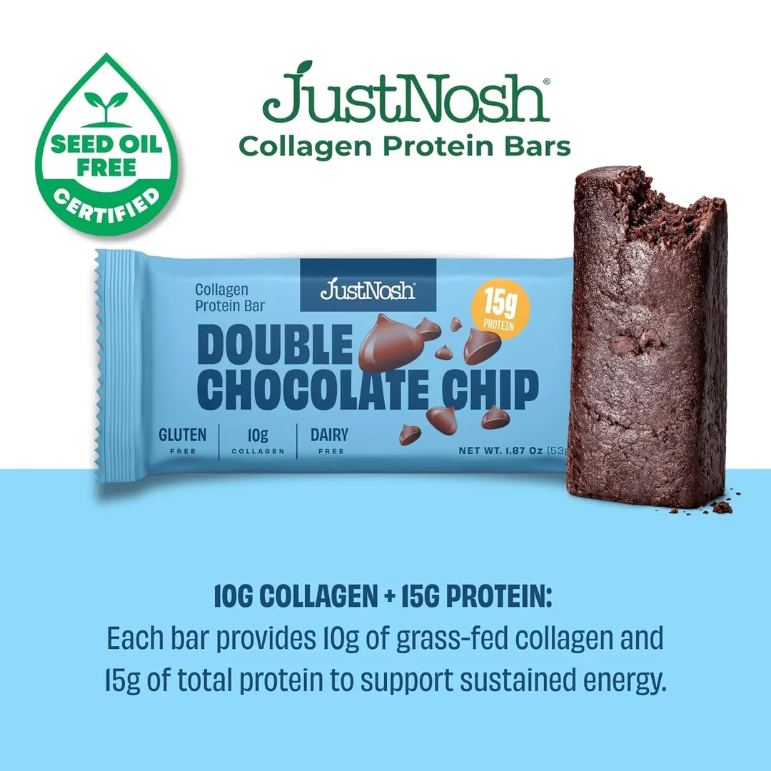 Double Chocolate Chip Collagen Protein Bar – 12 Pack (15g Protein)