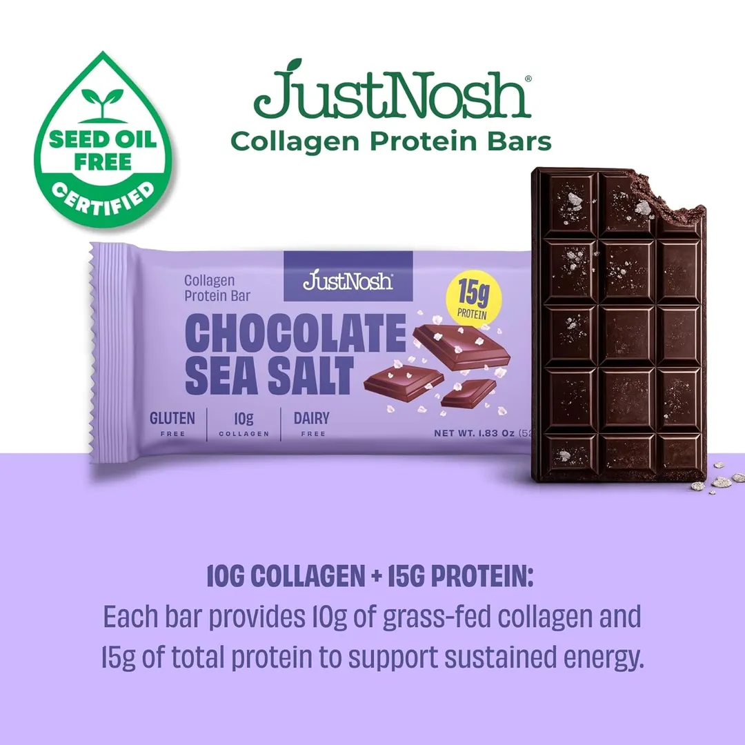 Chocolate Sea Salt Collagen Protein Bar – 12 Pack (15g Protein, Peanut-Free)