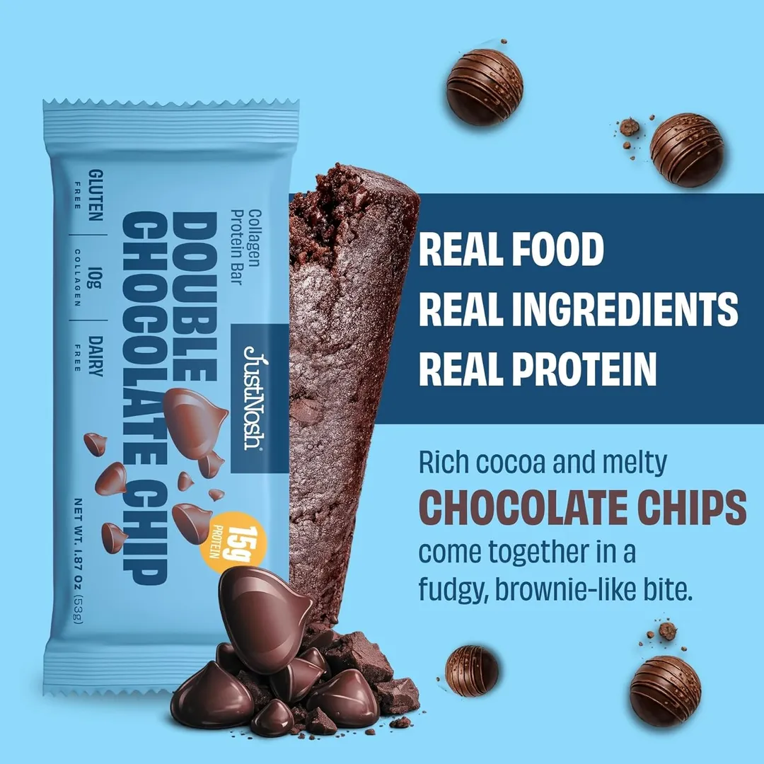Double Chocolate Chip Collagen Protein Bar – 12 Pack (15g Protein)