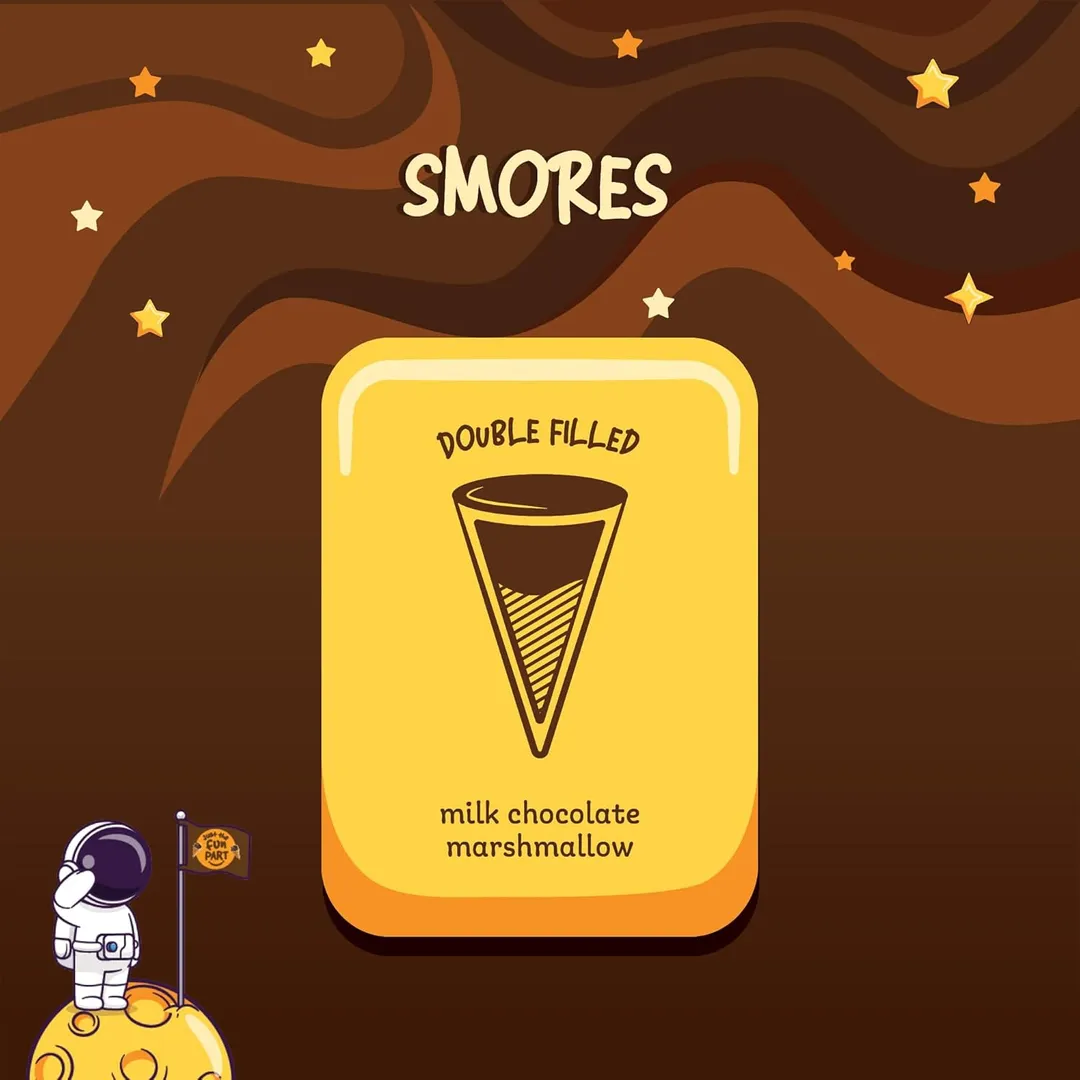 Just The Fun Part, Bite-Size Crispy Mini Waffle Cones, Filled with Premium Belgian Chocolate, Great for Snacks, Dessert, Grab & Go - Kosher, S'mores filled with Marshmallow and Milk Chocolate (Pack of 6)
