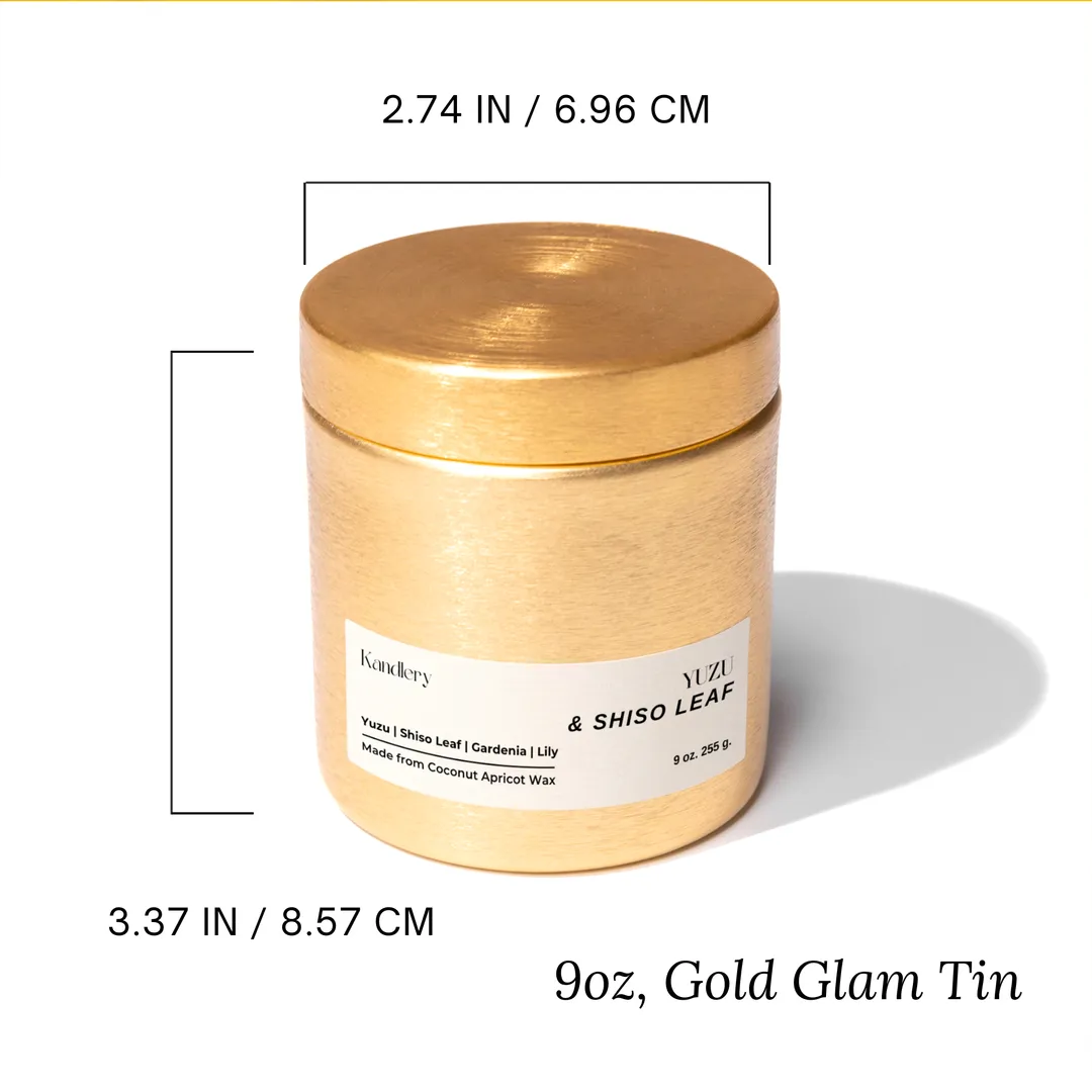 Yuzu Shiso Leaf | 9 oz Wood Wick | Gold Luxury Candle