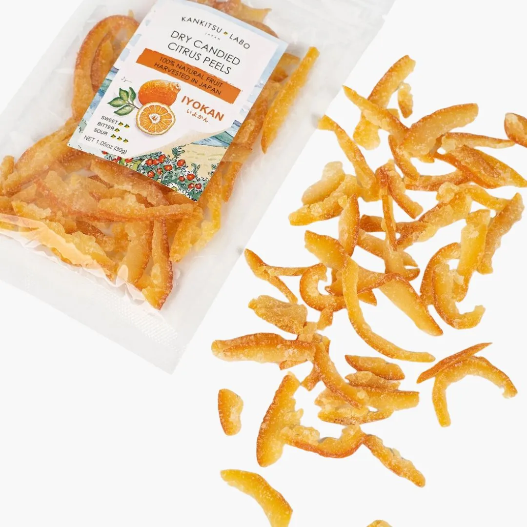 Dry Candied Japanese Citrus Peel | Iyokan (いよかん) | 1.05 oz Bags