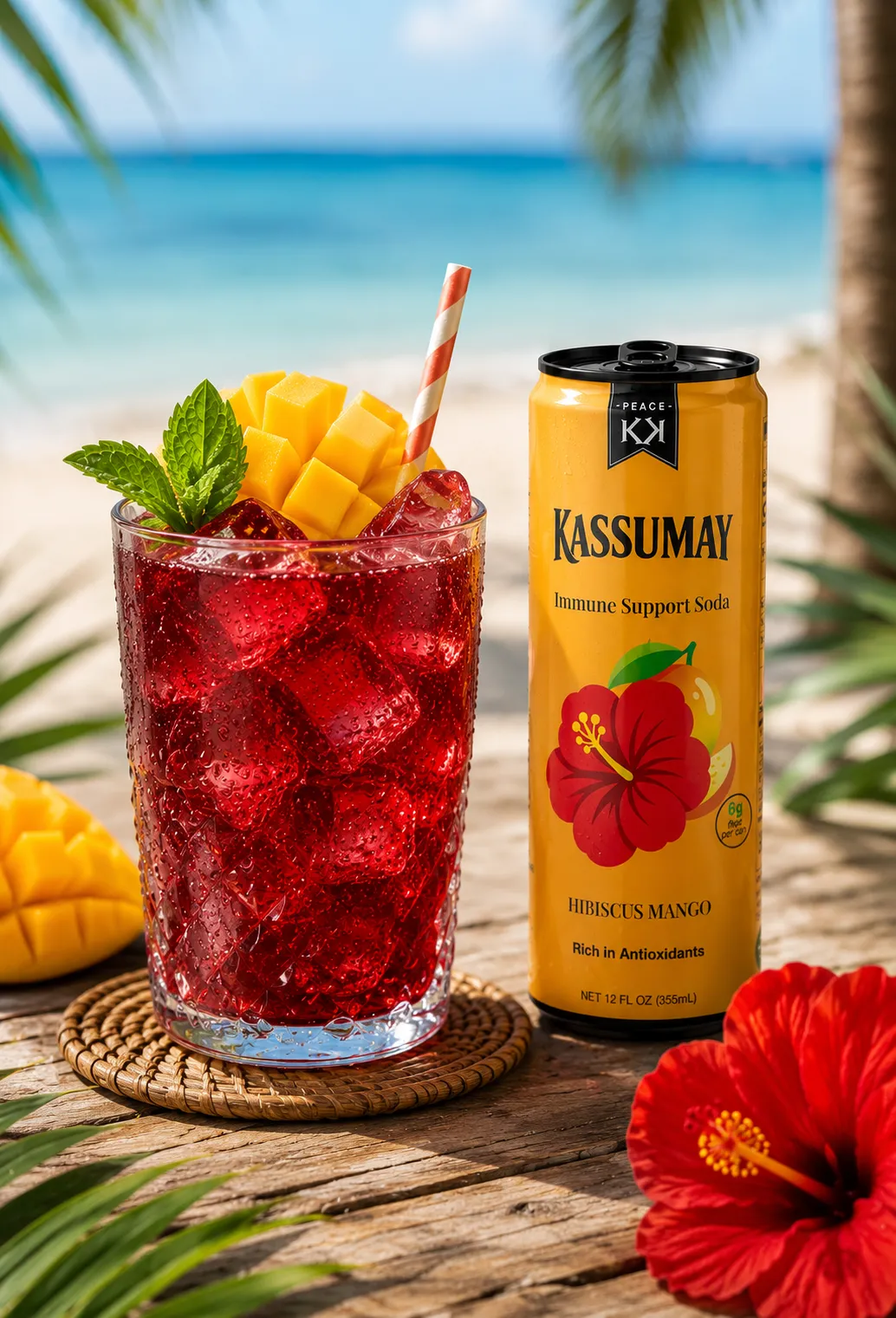 Hibiscus Mango Immune Support Soda