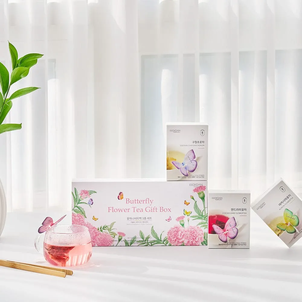 Butterfly Flower Teabag Gift Set - PINK (3 flavors × 3 teabags each)