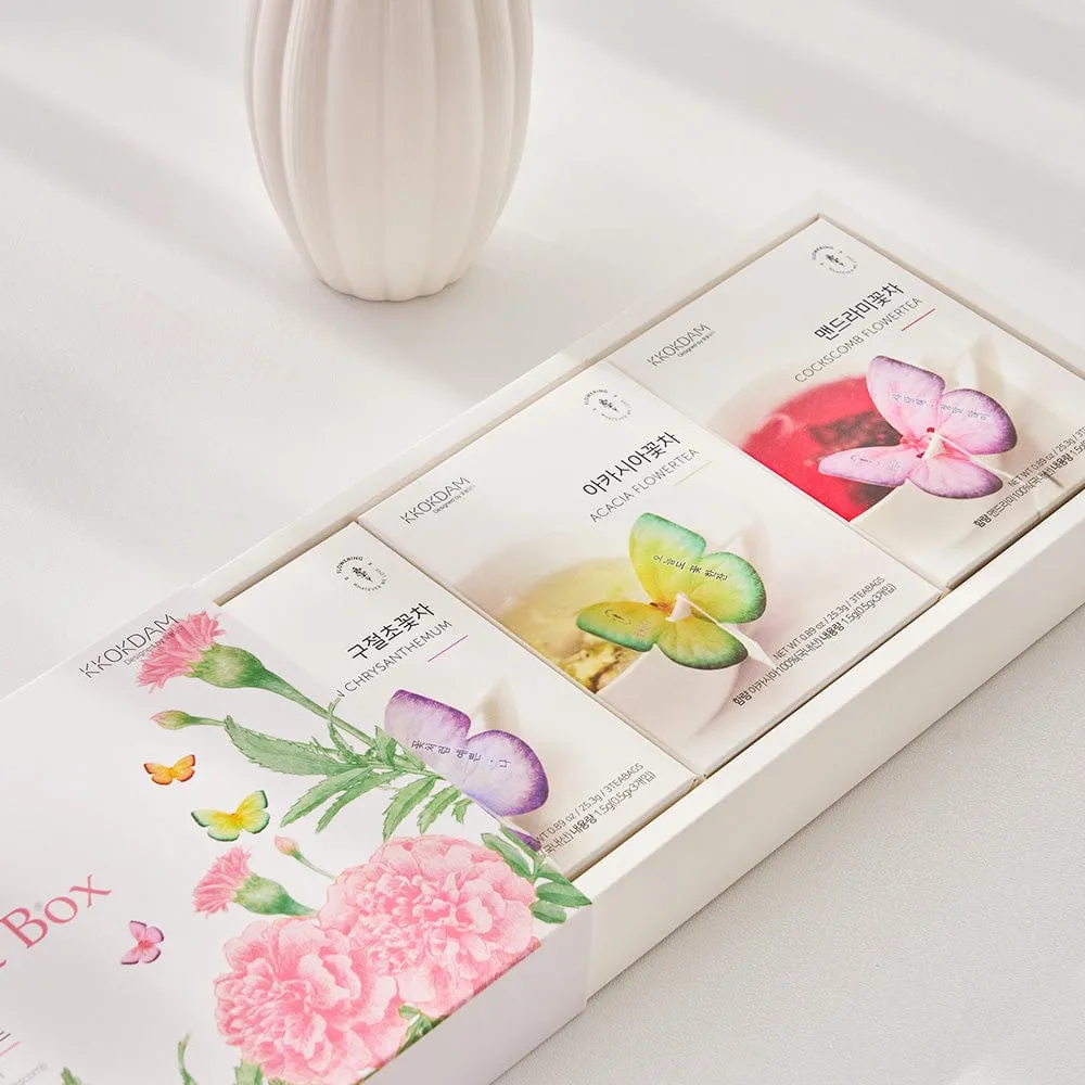 Butterfly Flower Teabag Gift Set - PINK (3 flavors × 3 teabags each)