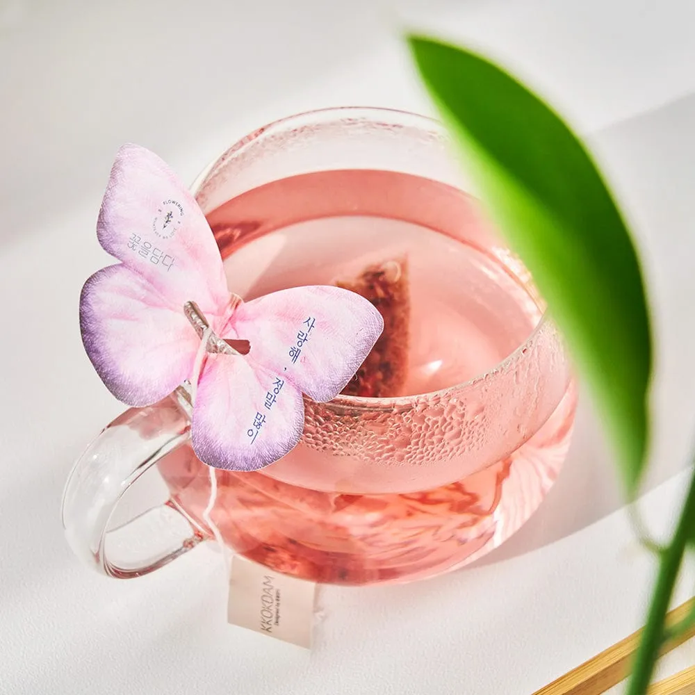 Butterfly Flower Teabag Gift Set - PINK (3 flavors × 3 teabags each)