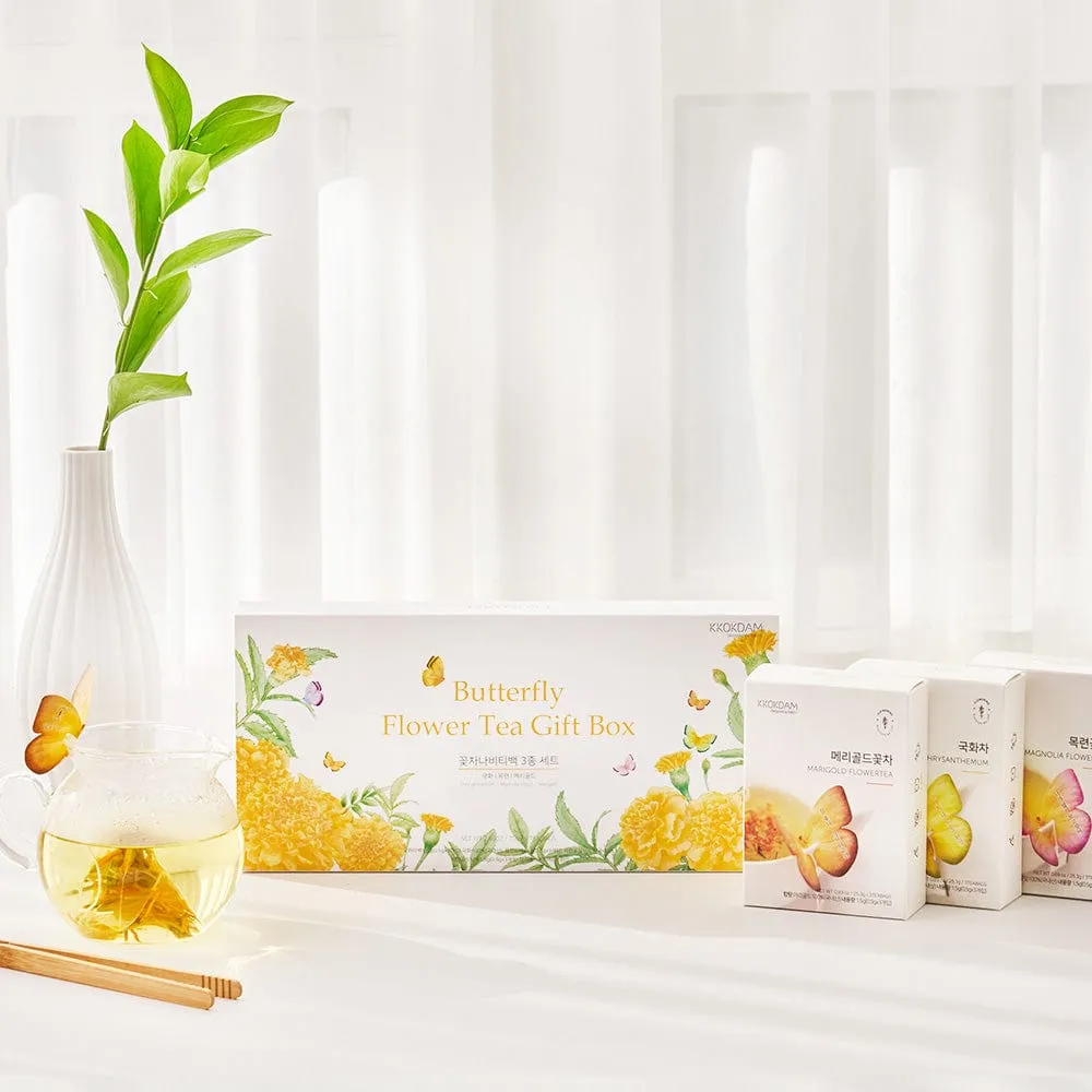 Butterfly Flower Teabag Gift Set - YELLOW (3 flavors × 3 teabags each)