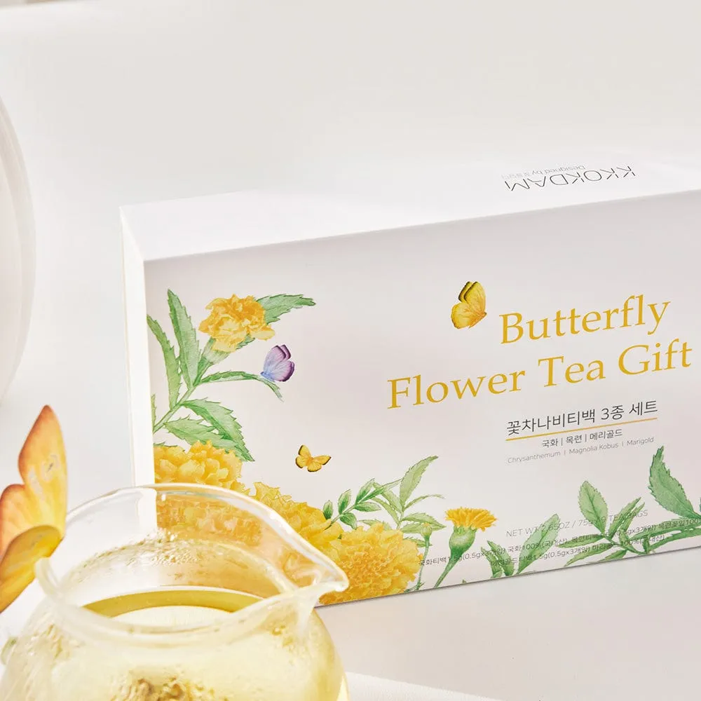 Butterfly Flower Teabag Gift Set - YELLOW (3 flavors × 3 teabags each)