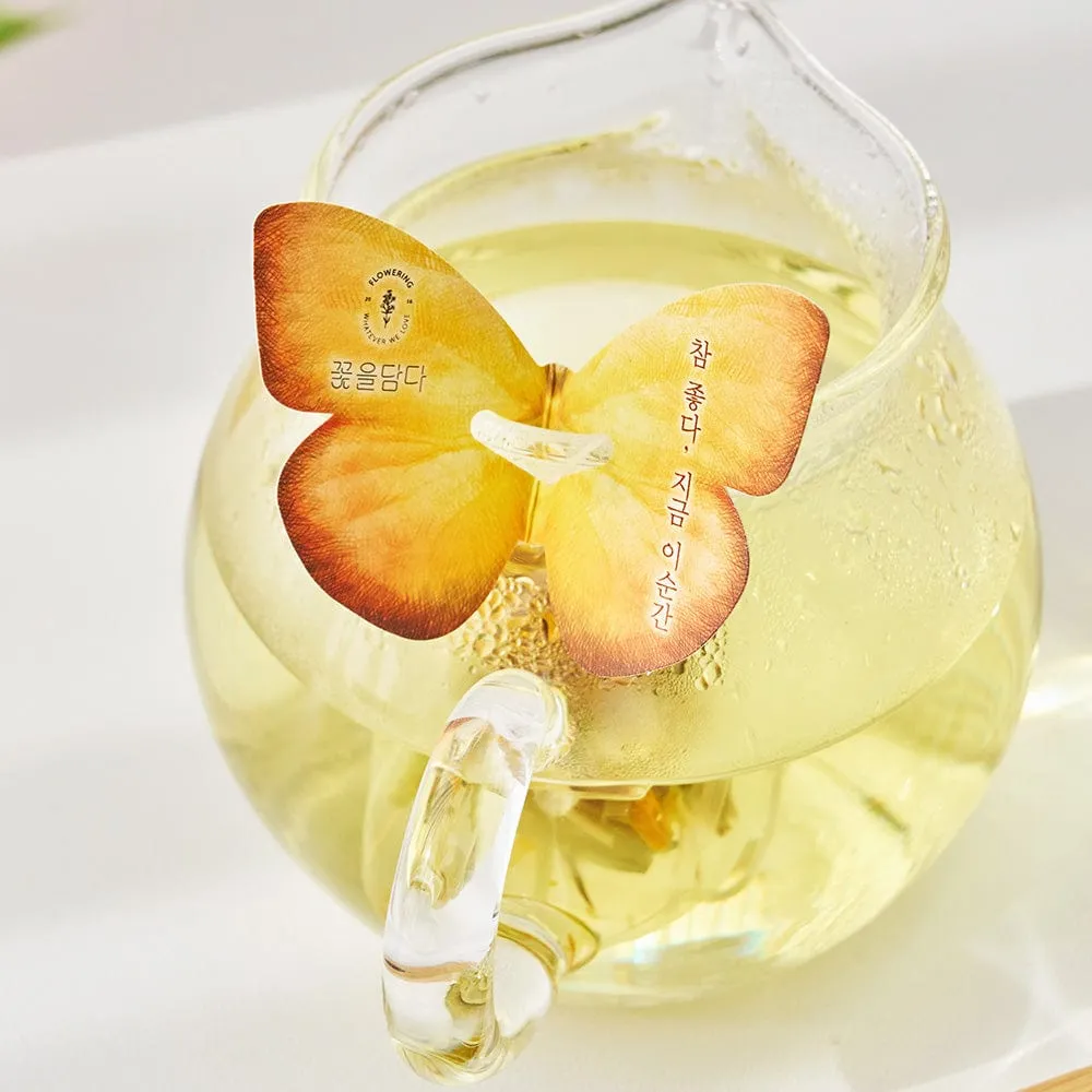 Butterfly Flower Teabag Gift Set - ORANGE (6 flavors × 3 teabags each)