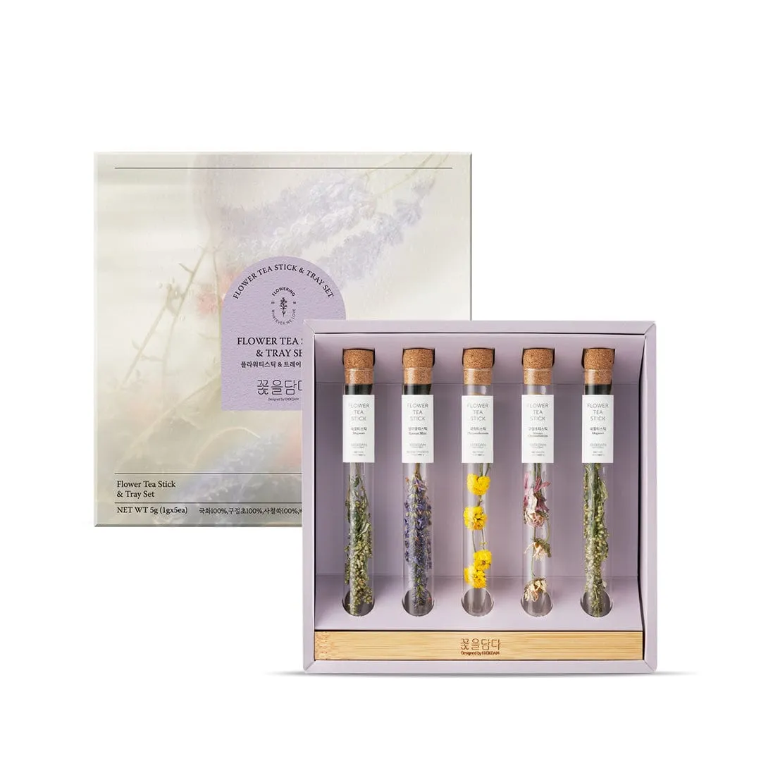 Combination Flower Teastick & Tray Gift Set (1 set = tray + 5 sticks)