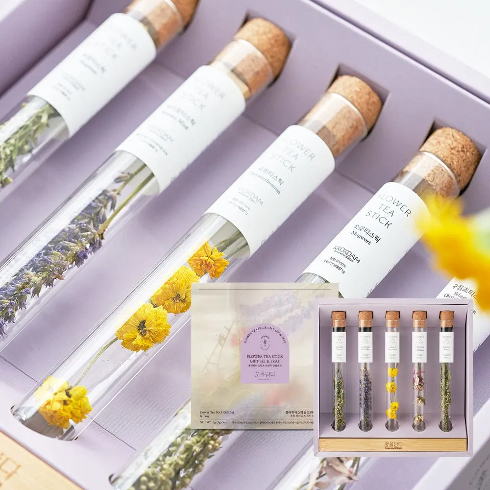 Combination Flower Teastick & Tray Gift Set (1 set = tray + 5 sticks)