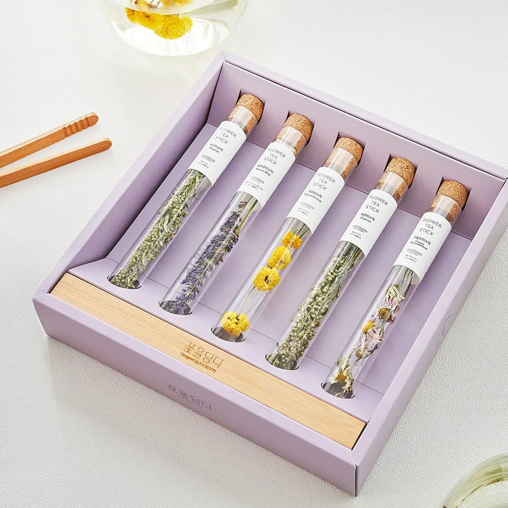 Combination Flower Teastick & Tray Gift Set (1 set = tray + 5 sticks)