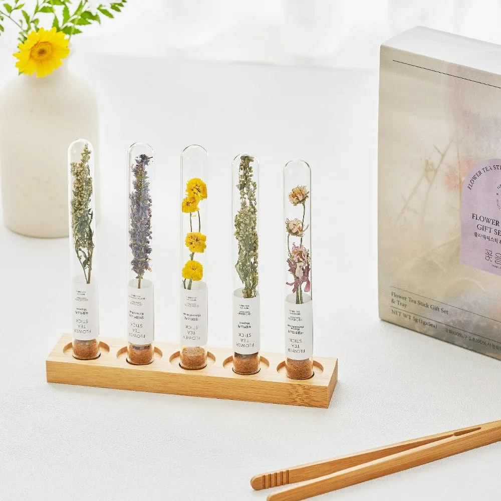 Combination Flower Teastick & Tray Gift Set (1 set = tray + 5 sticks)