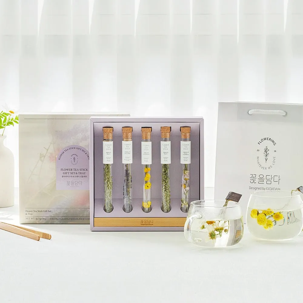 Combination Flower Teastick & Tray Gift Set (1 set = tray + 5 sticks)