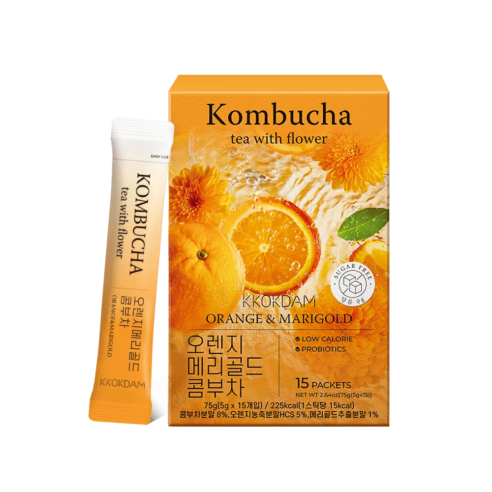 Flower Kombucha Powder Tea (15 Packets) - Orange&Marigold