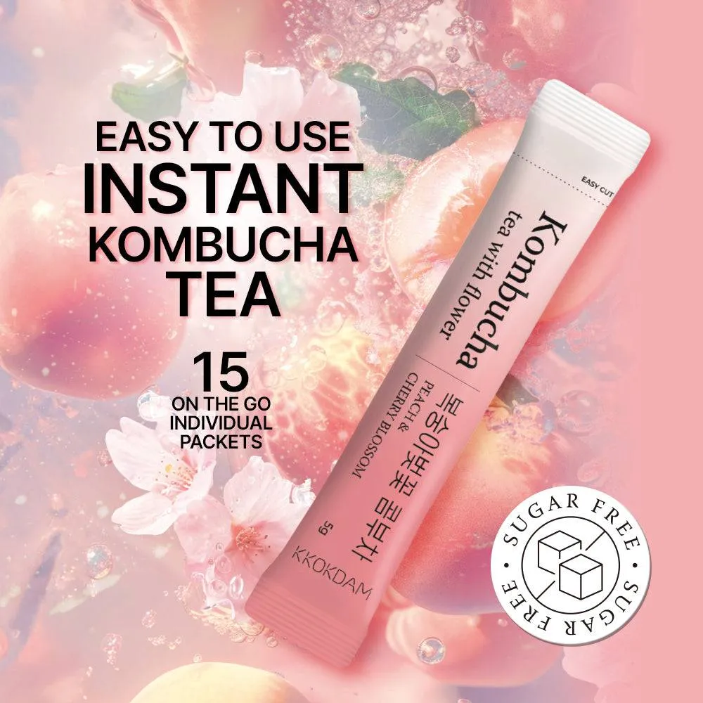 Flower Kombucha Powder Tea (15 Packets) - Peach&Cherry Blossom