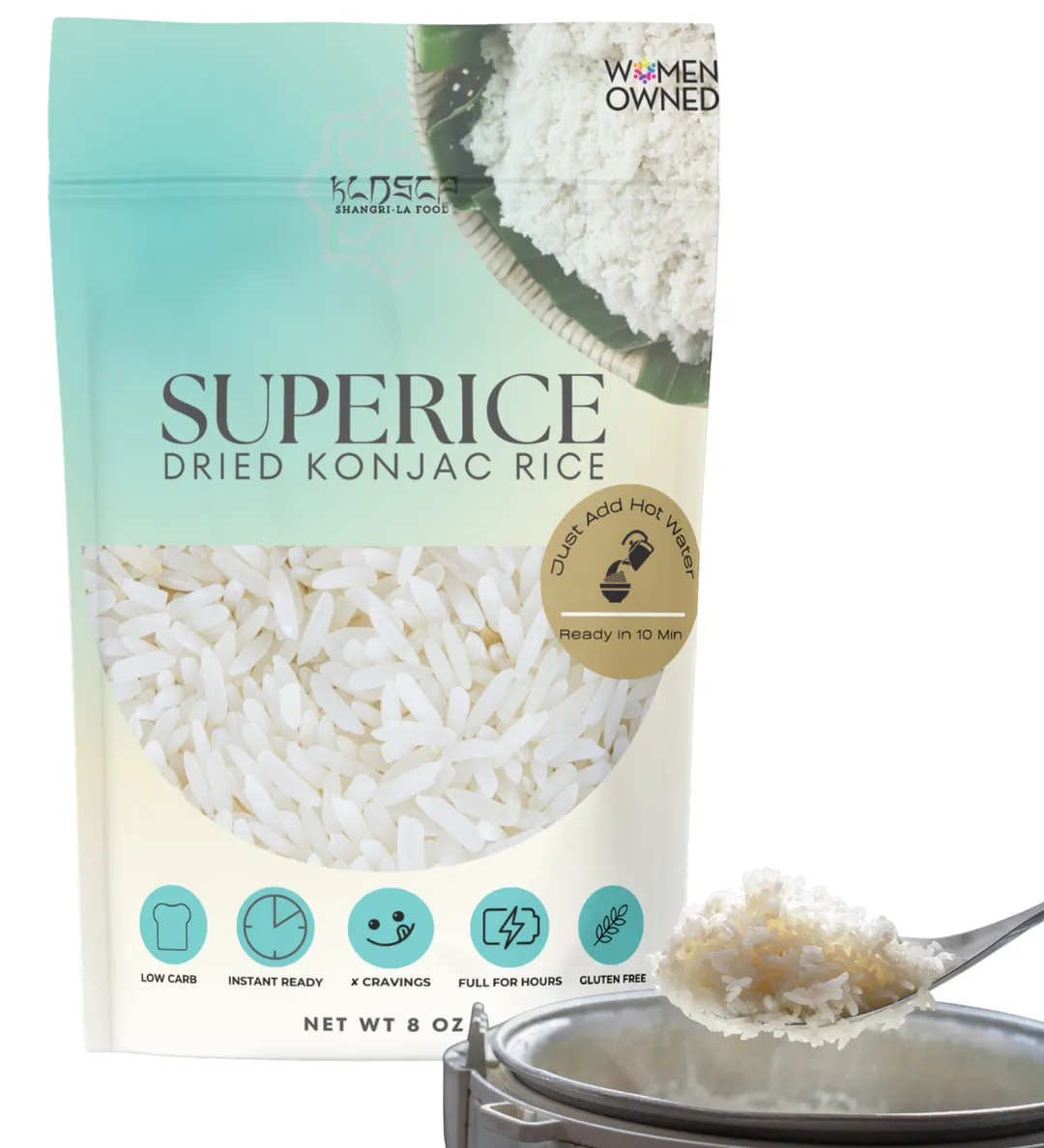 Dried Konjac Rice, 8 Ounce Pack, Plant-Based, Quick-Cooking Rice Alternative, Pantry Staple for Stir-Fries, Soups & More