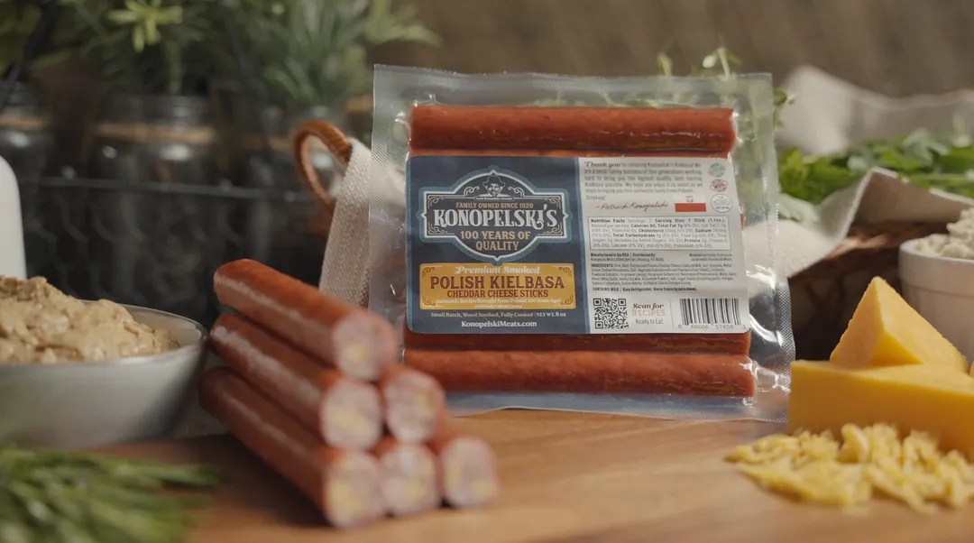 Konopelski Meats Kielbasa Snack Sticks w/ Cheese - 16 - 8 oz